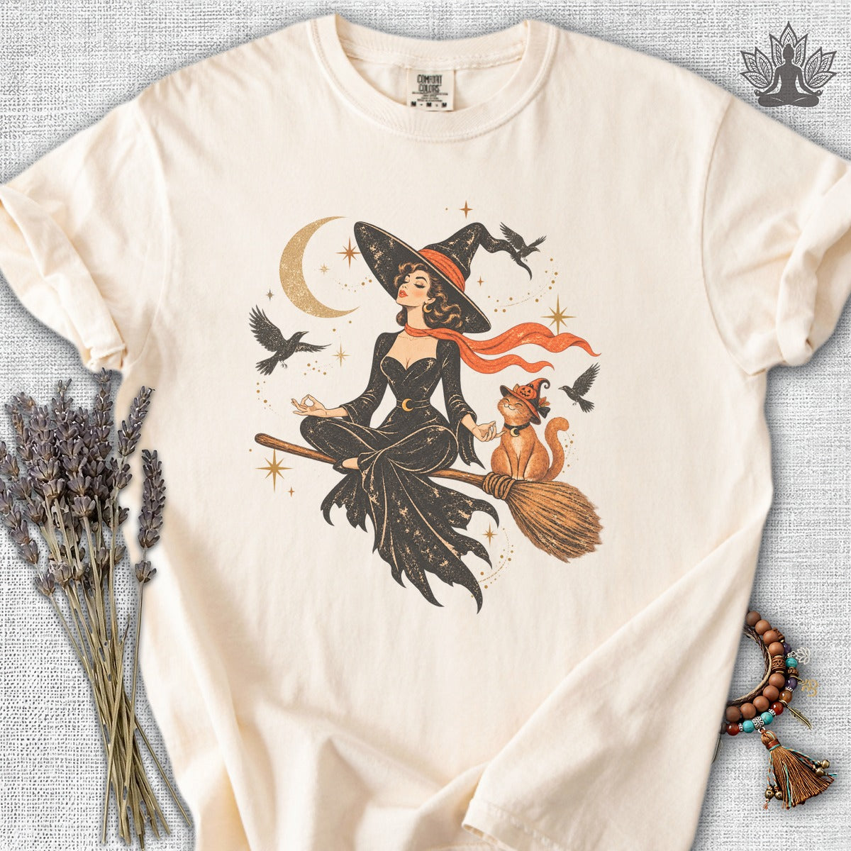 Spellbound Stillness Witch & Cat Halloween Comfort Colors Tee