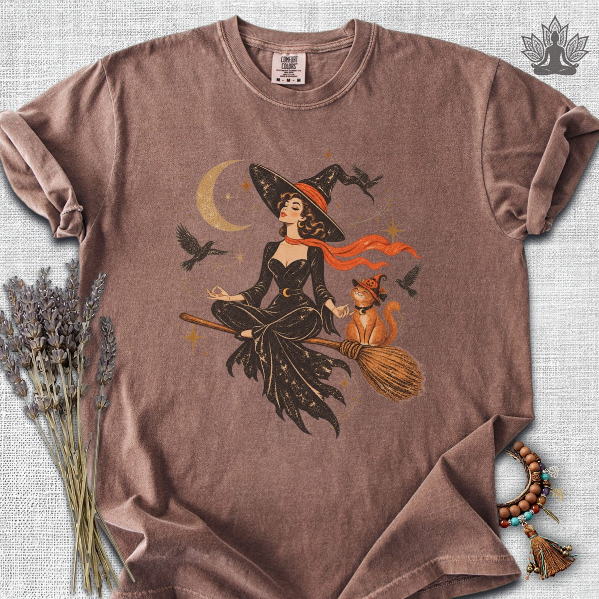 Spellbound Stillness Witch & Cat Halloween Comfort Colors Tee