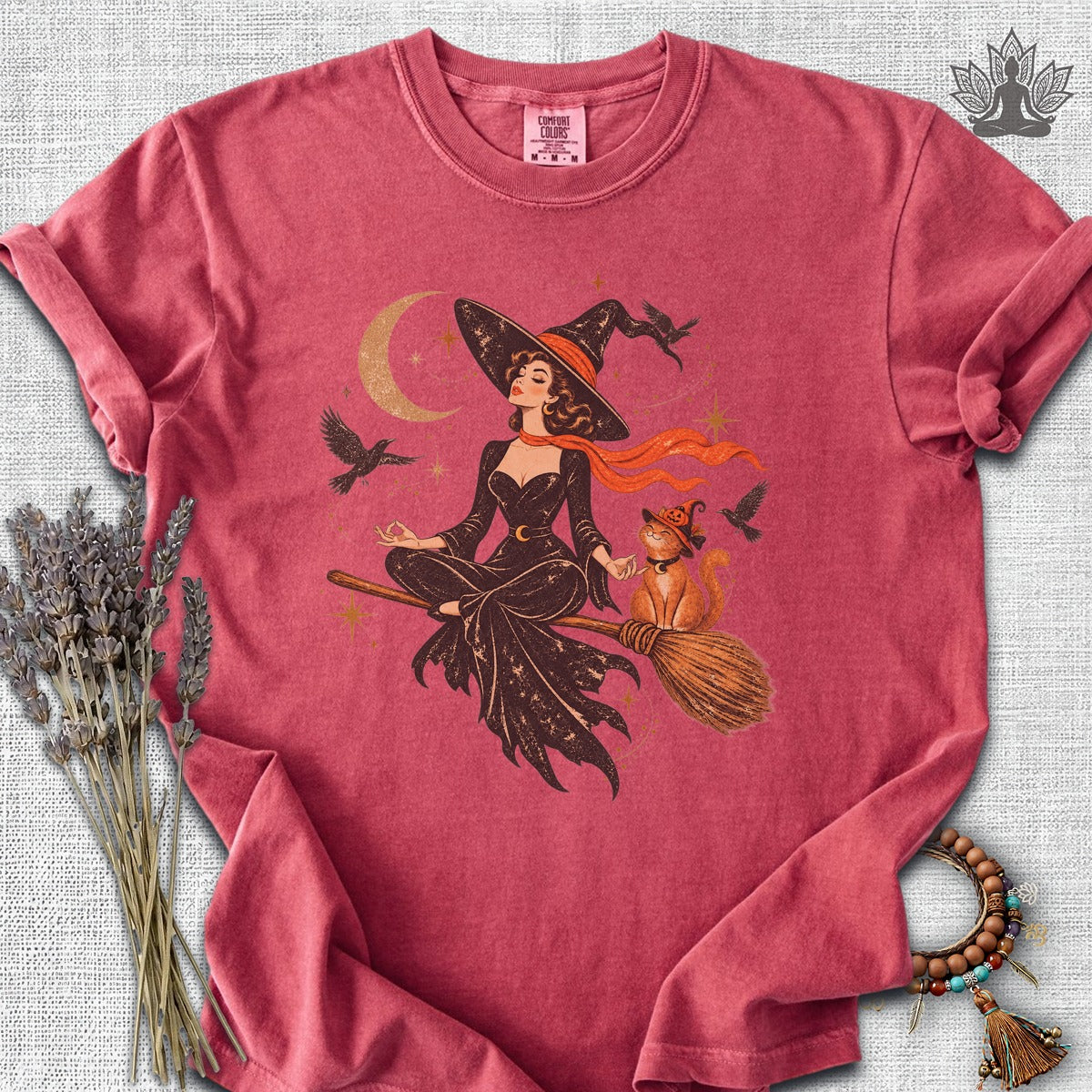 Spellbound Stillness Witch & Cat Halloween Comfort Colors Tee