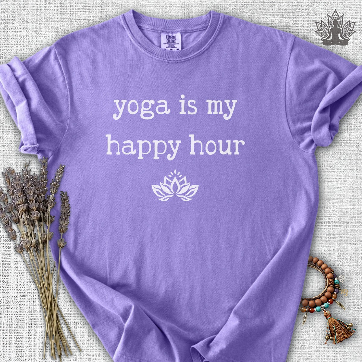 Yoga Is My Happy Hour Serenity Comfort Colors® Tee