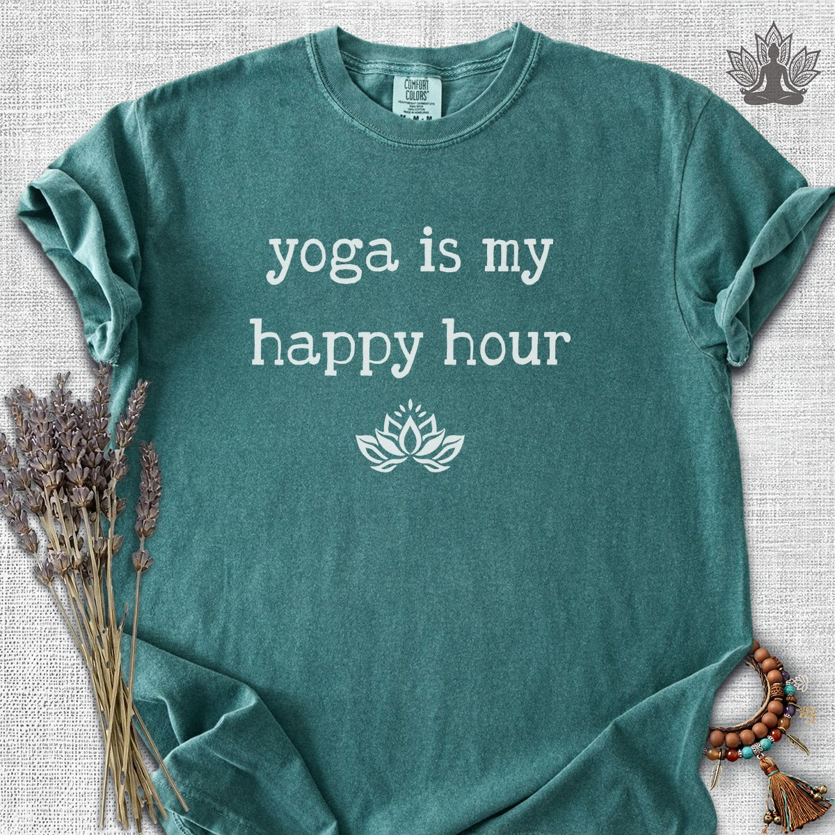 Yoga Is My Happy Hour Serenity Comfort Colors® Tee