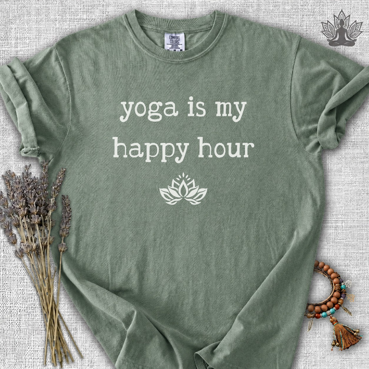 Yoga Is My Happy Hour Serenity Comfort Colors® Tee
