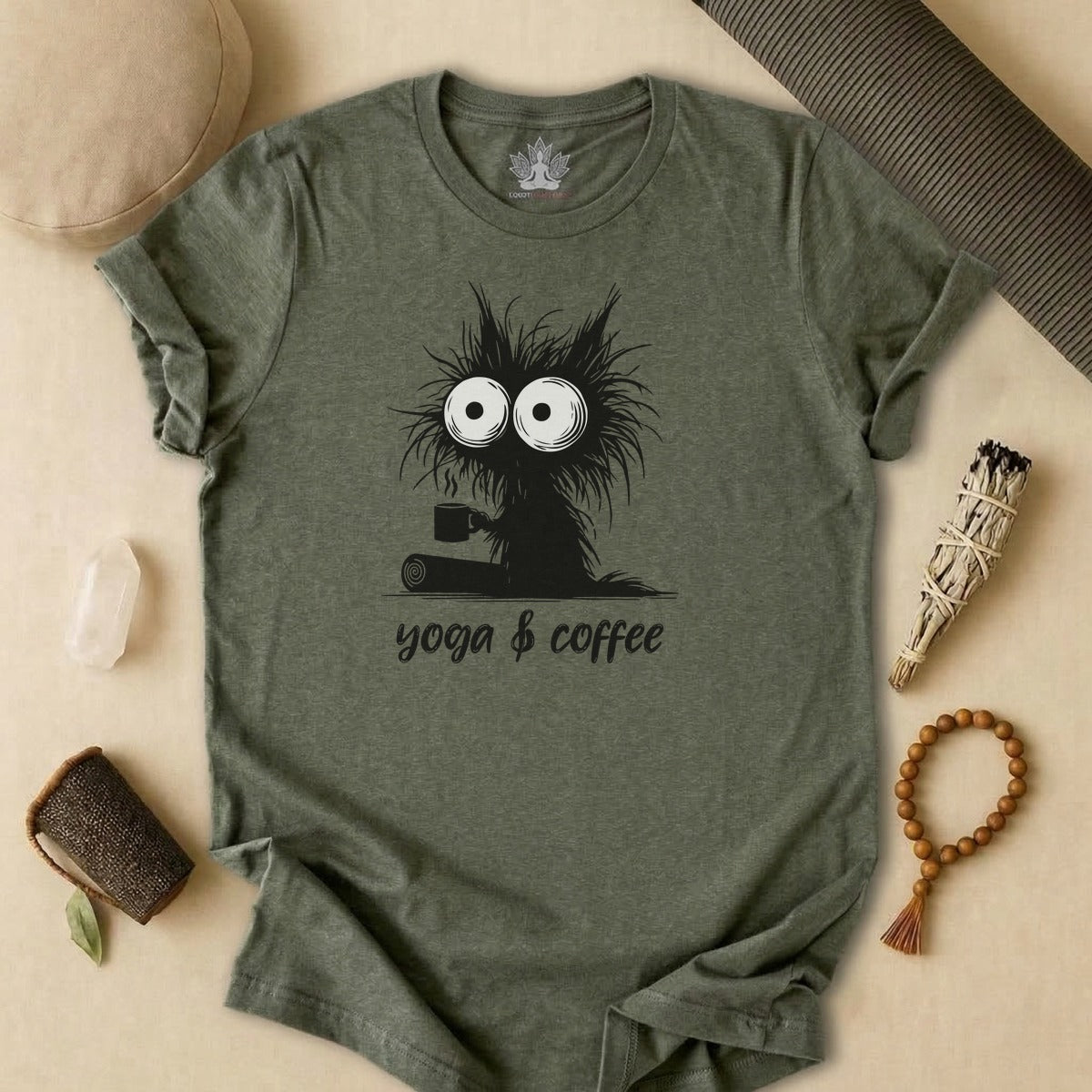 Yoga & Coffee Black Cat Tee