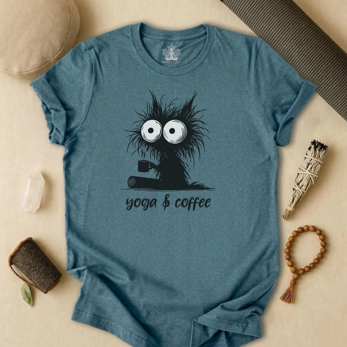 Yoga & Coffee Black Cat Tee
