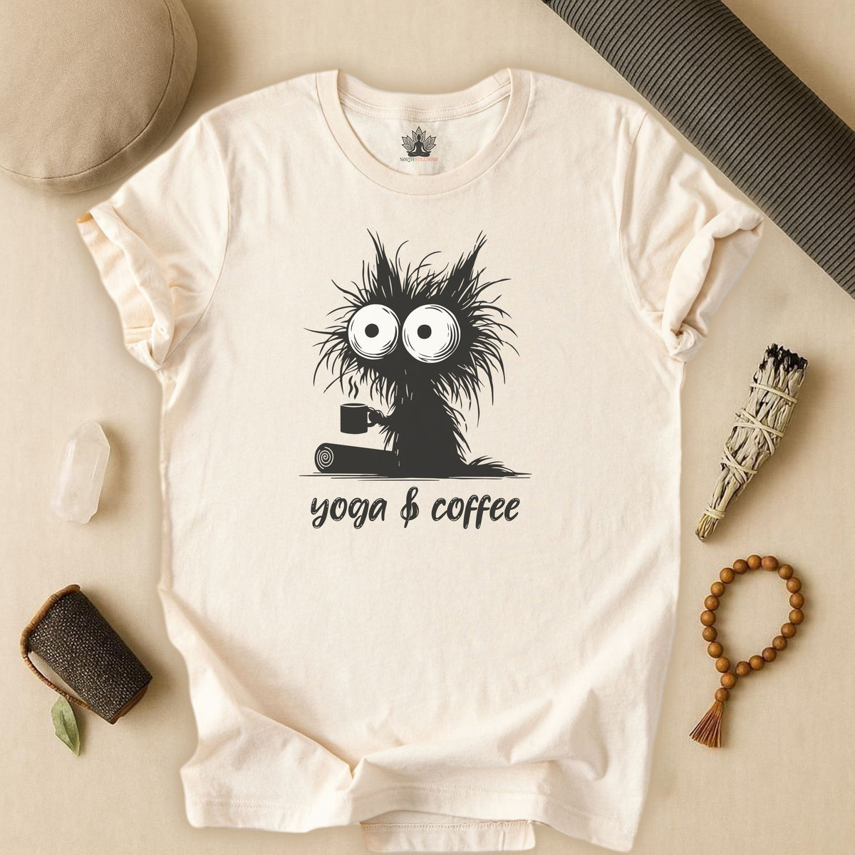 Yoga & Coffee Black Cat Tee
