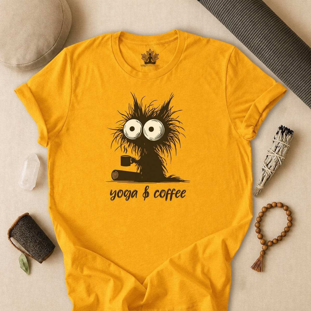 Yoga & Coffee Black Cat Tee