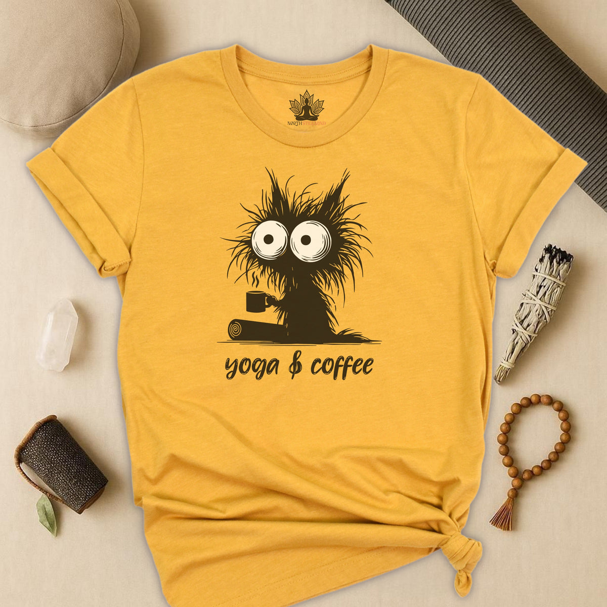 Yoga & Coffee Black Cat Tee