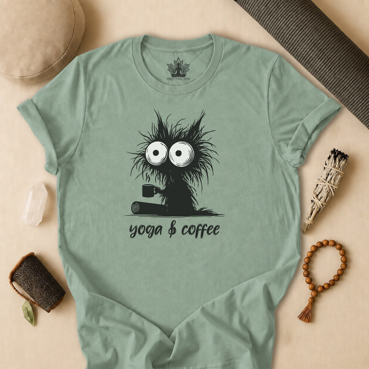 Yoga & Coffee Black Cat Tee