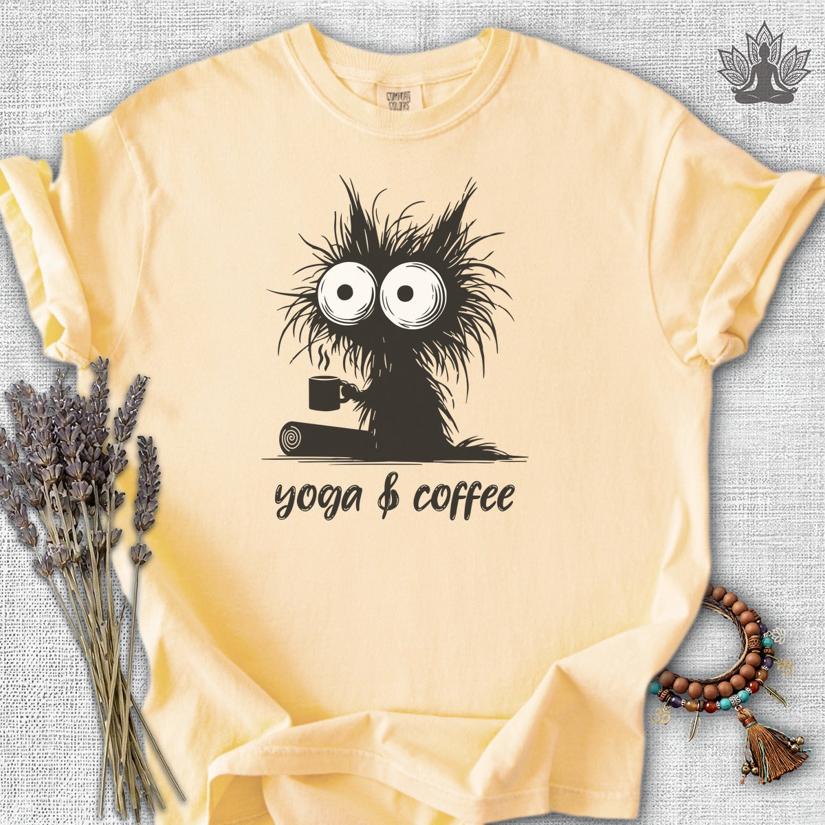 Yoga & Coffee Black Cat  Comfort Colors® Tee