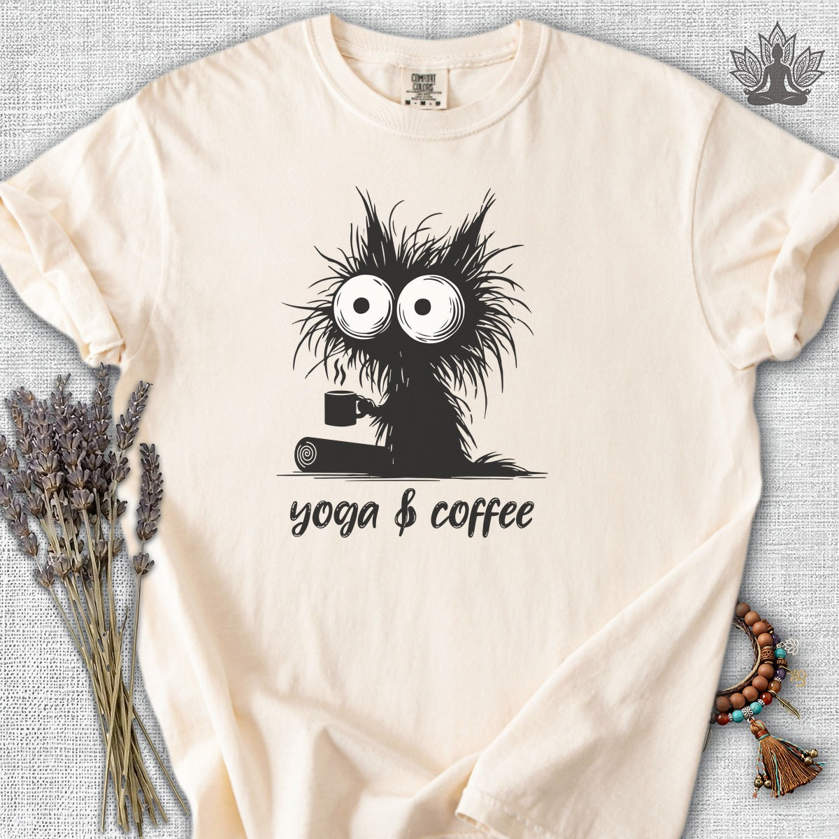 Yoga & Coffee Black Cat  Comfort Colors® Tee