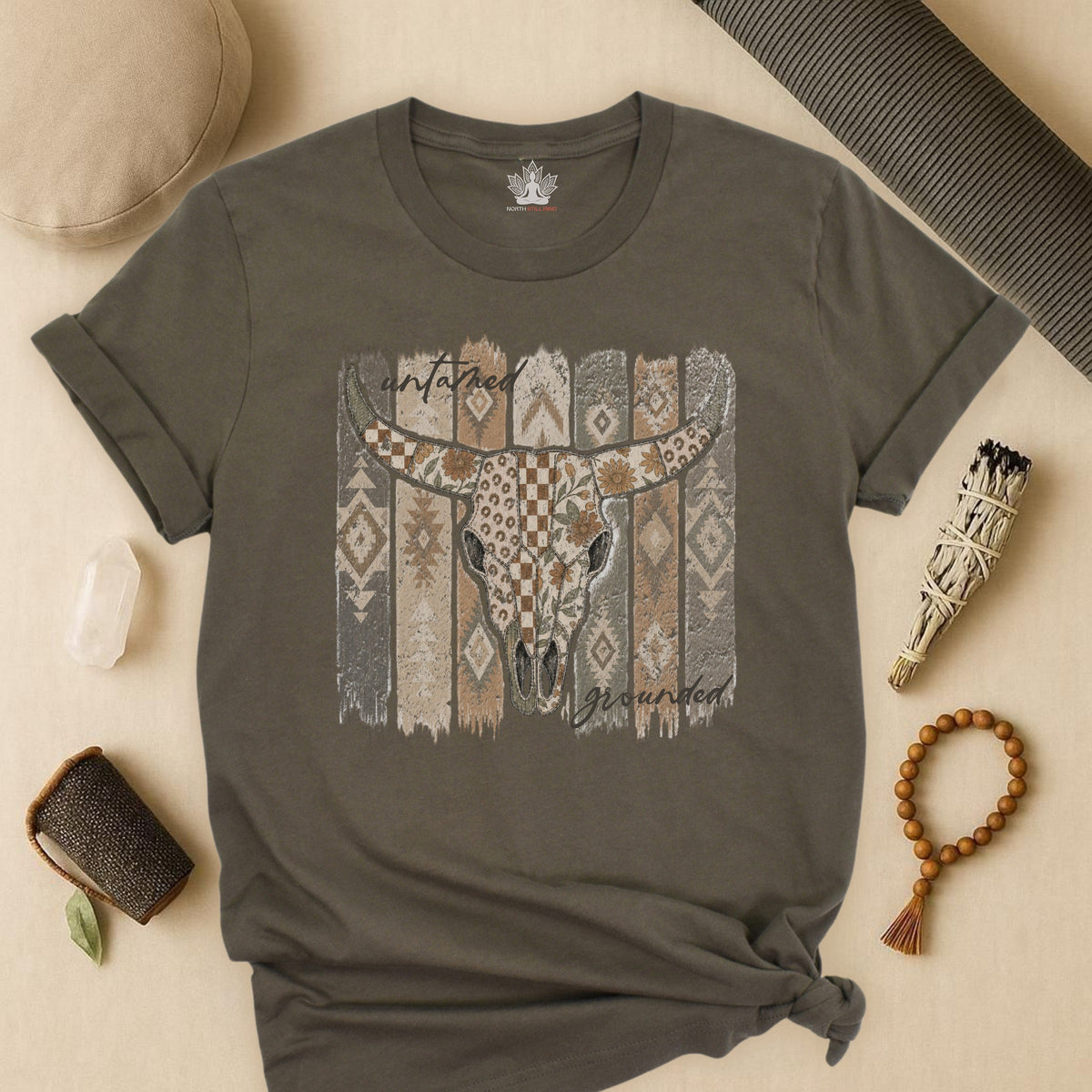 Untamed & Grounded Cow Skull Tee