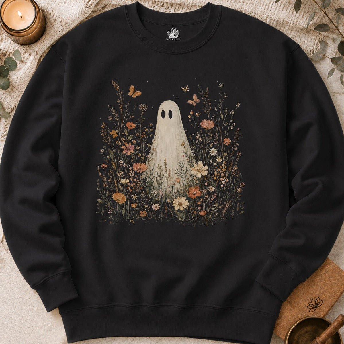 Wildflower Boho Ghost Halloween Sweatshirt