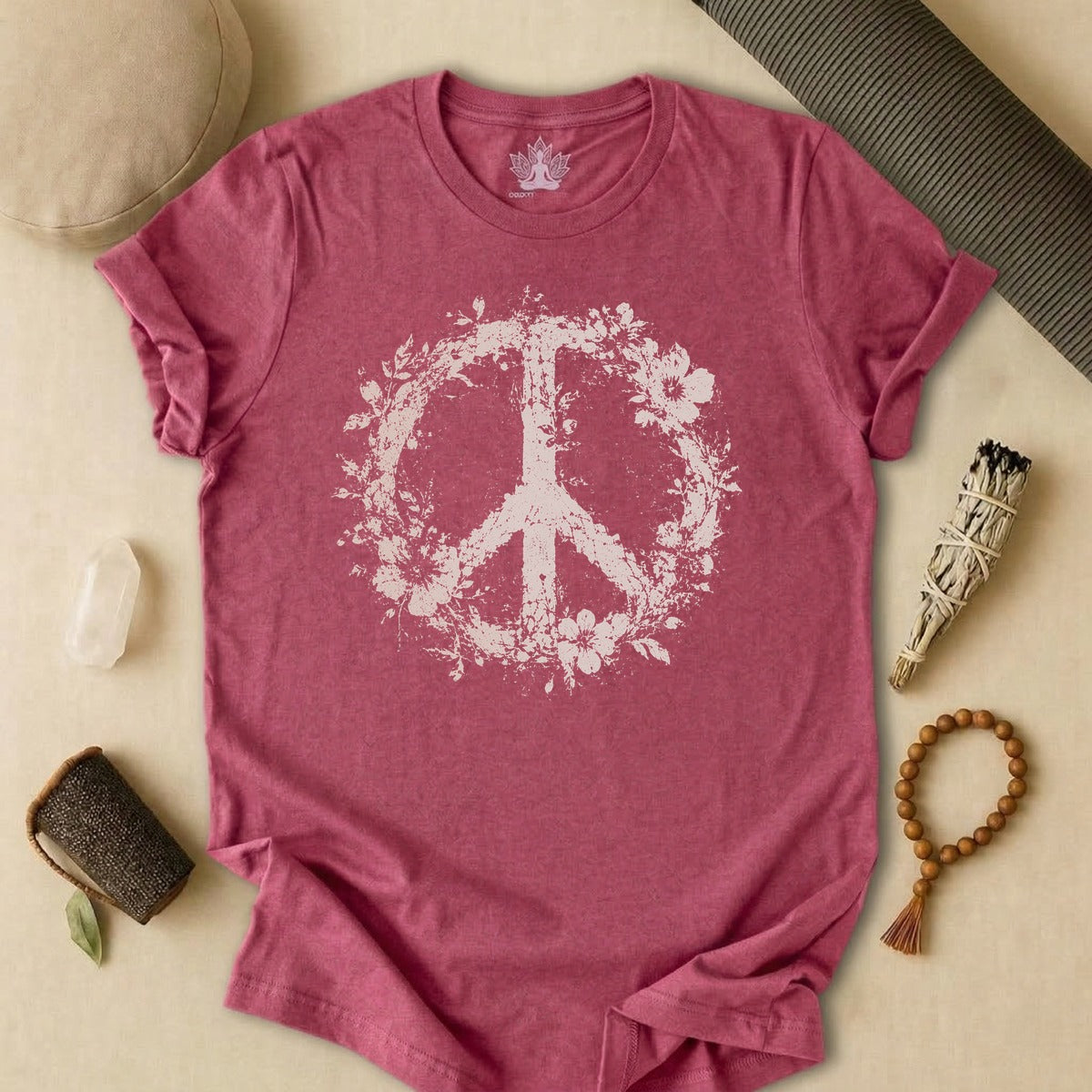 Boho Floral Peace Symbol Tee