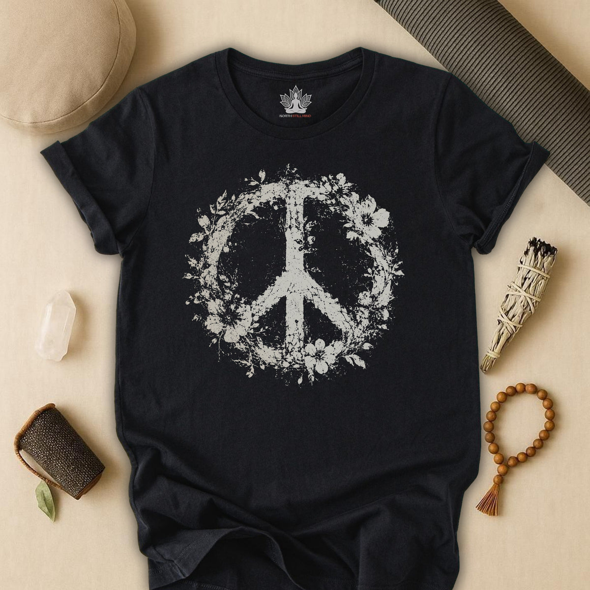 Boho Floral Peace Symbol Tee