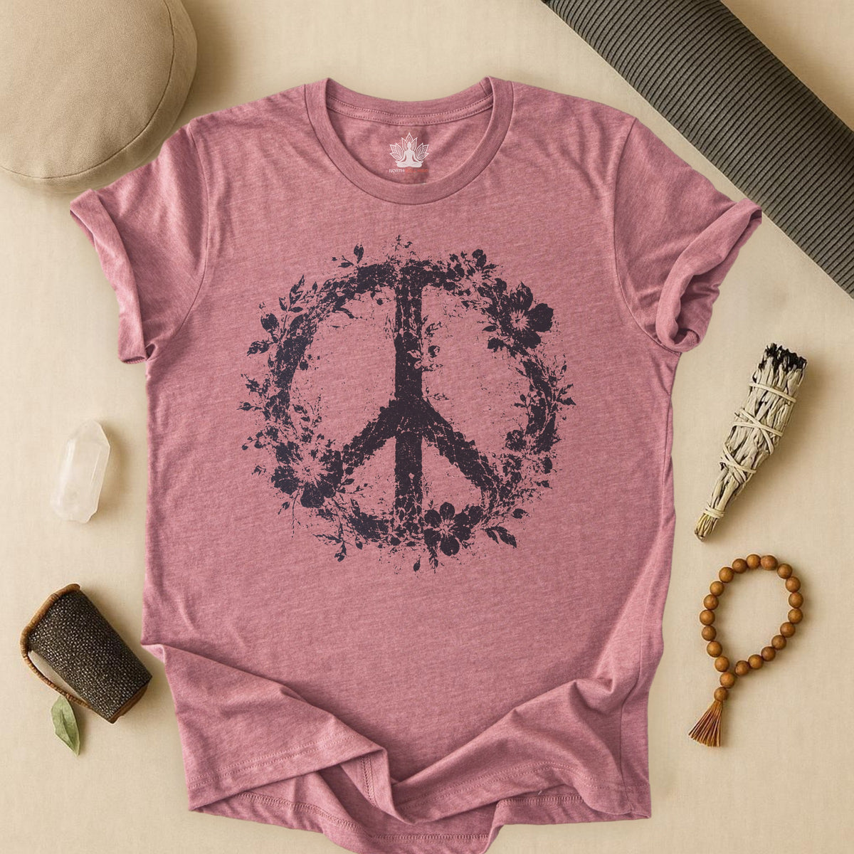 Boho Floral Peace Symbol Tee