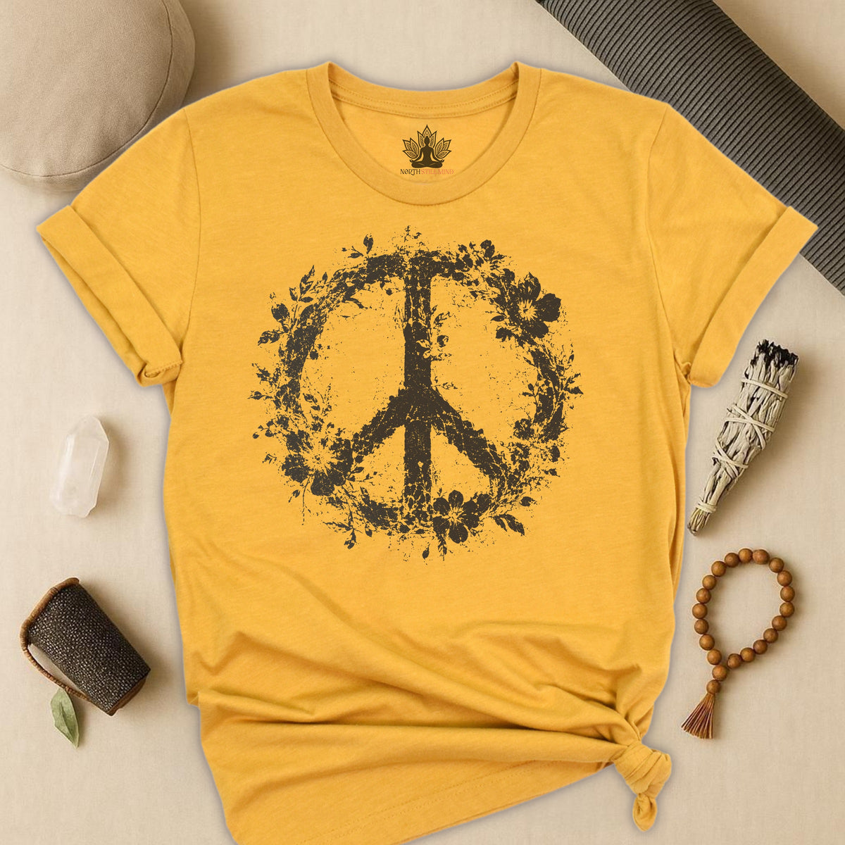 Boho Floral Peace Symbol Tee