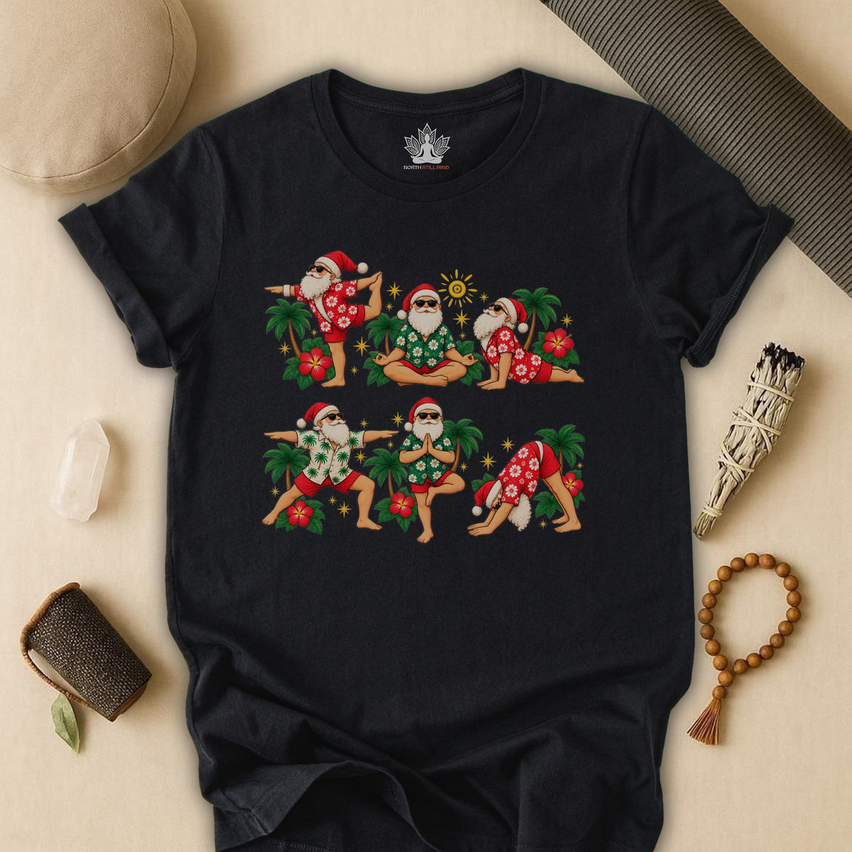 Santa’s Tropical Flow Yoga Christmas Tee