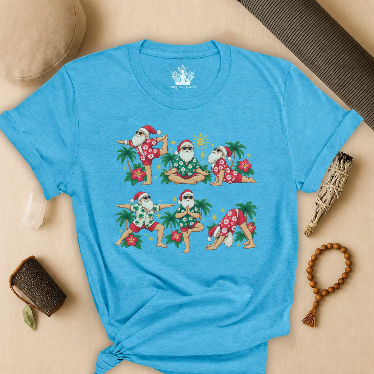 Santa’s Tropical Flow Yoga Christmas Tee