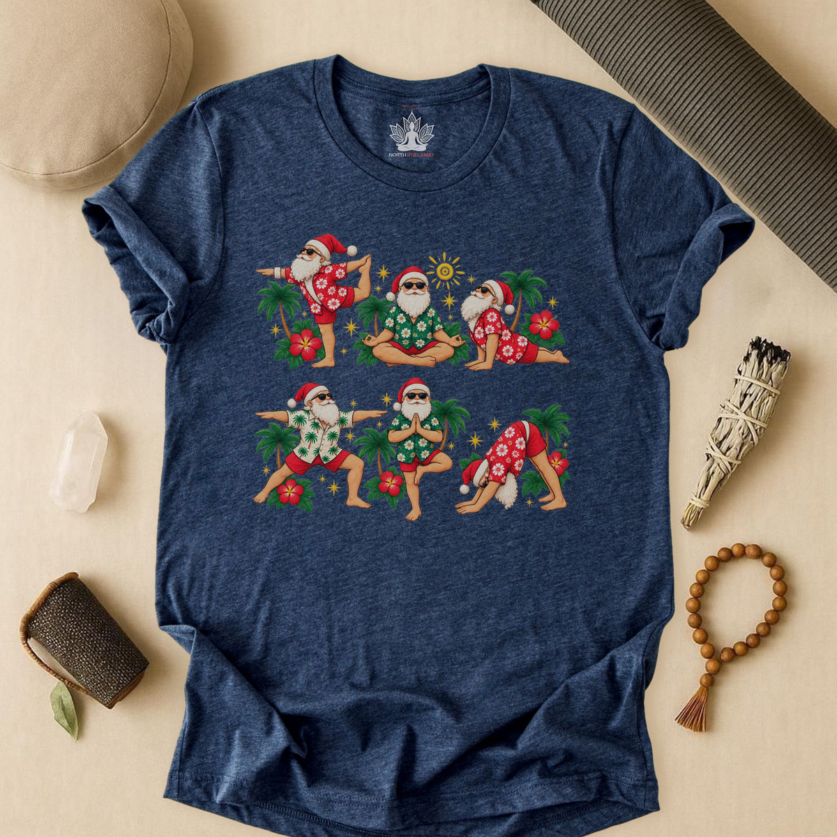 Santa’s Tropical Flow Yoga Christmas Tee