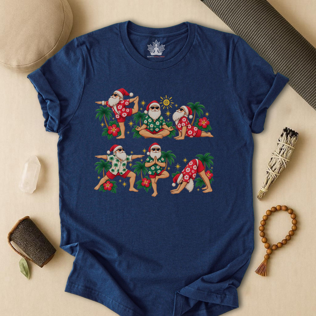 Santa’s Tropical Flow Yoga Christmas Tee