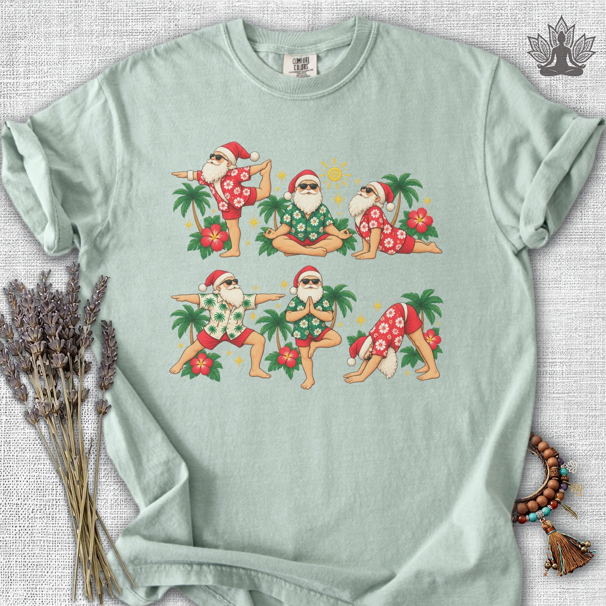 Santa’s Tropical Flow Yoga Christmas Comfort Colors® Tee