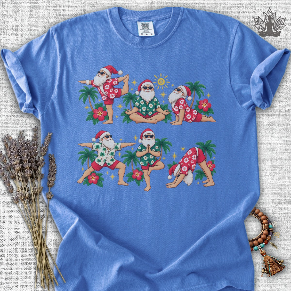 Santa’s Tropical Flow Yoga Christmas Comfort Colors® Tee