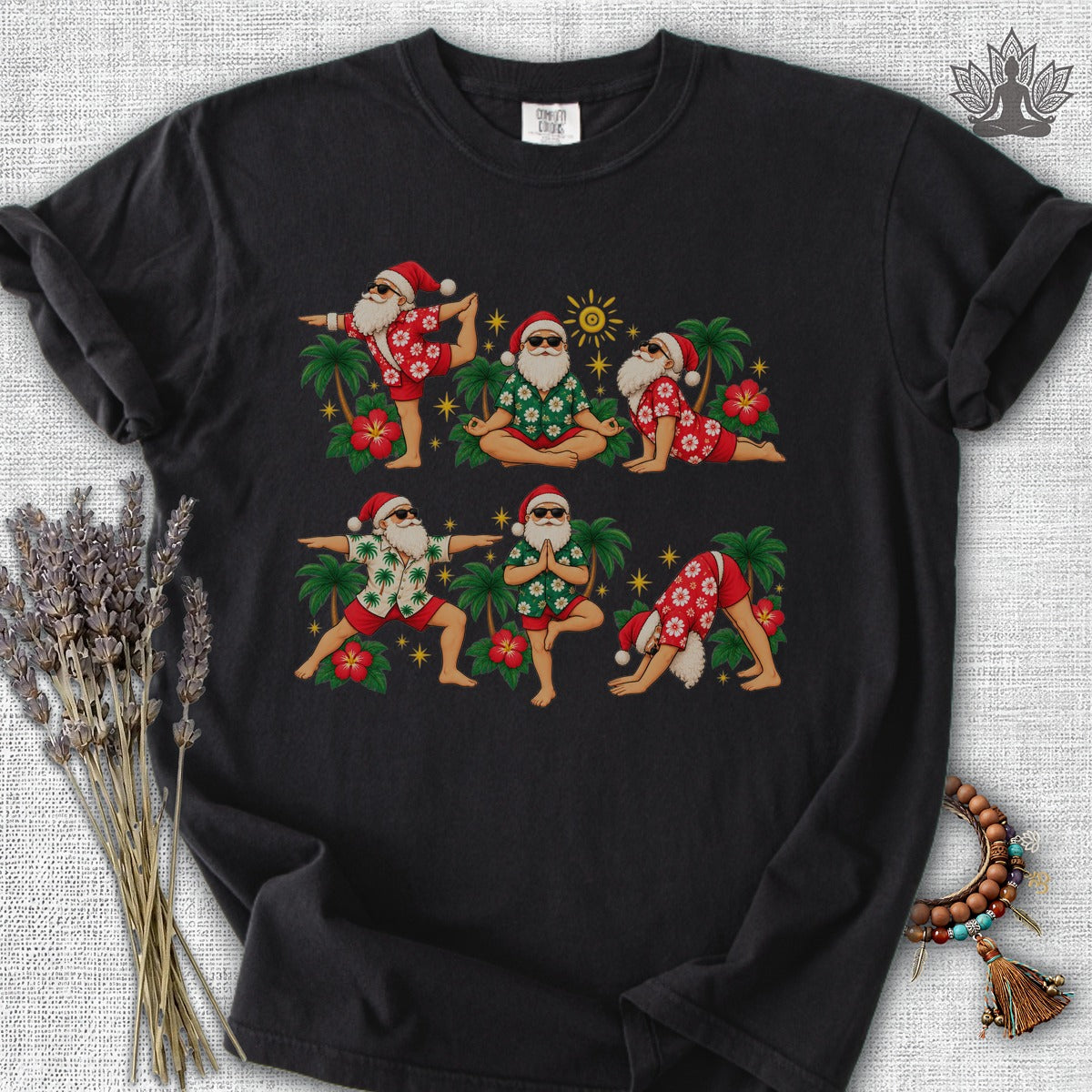 Santa’s Tropical Flow Yoga Christmas Comfort Colors® Tee