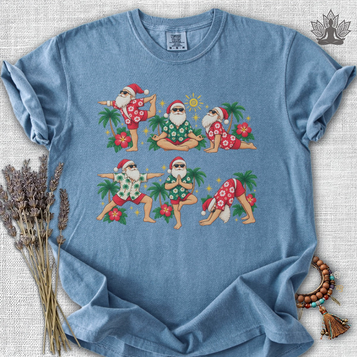 Santa’s Tropical Flow Yoga Christmas Comfort Colors® Tee