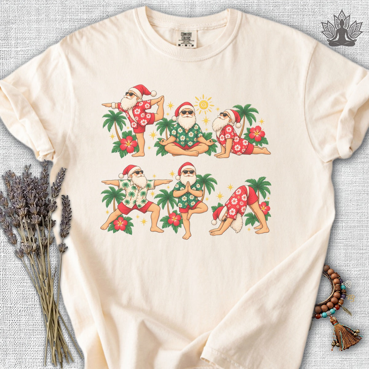 Santa’s Tropical Flow Yoga Christmas Comfort Colors® Tee