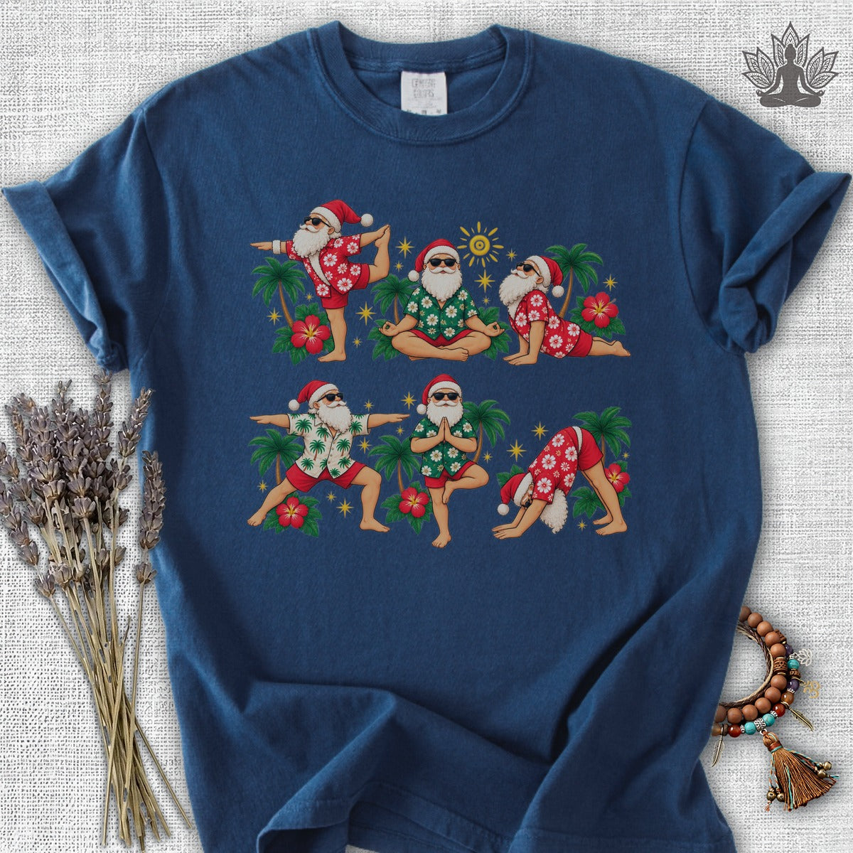 Santa’s Tropical Flow Yoga Christmas Comfort Colors® Tee