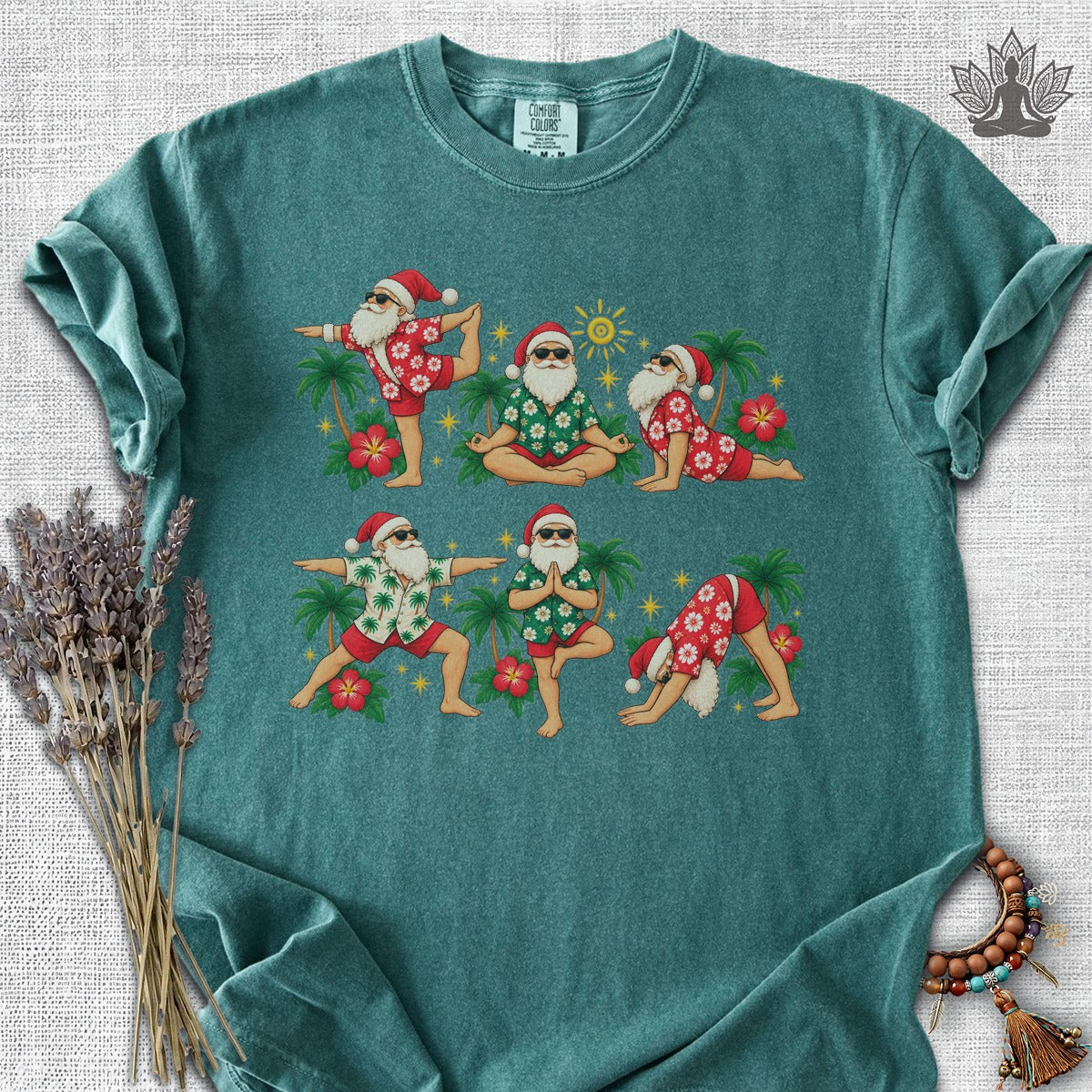 Santa’s Tropical Flow Yoga Christmas Comfort Colors® Tee