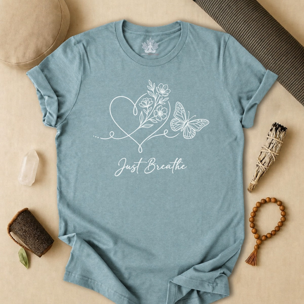 Just Breathe Heart & Butterfly Tee