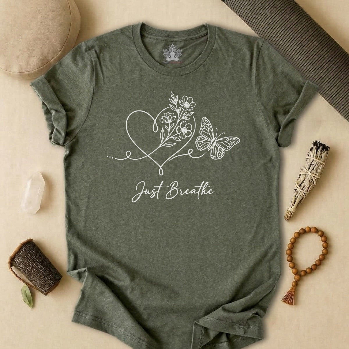 Just Breathe Heart & Butterfly Tee