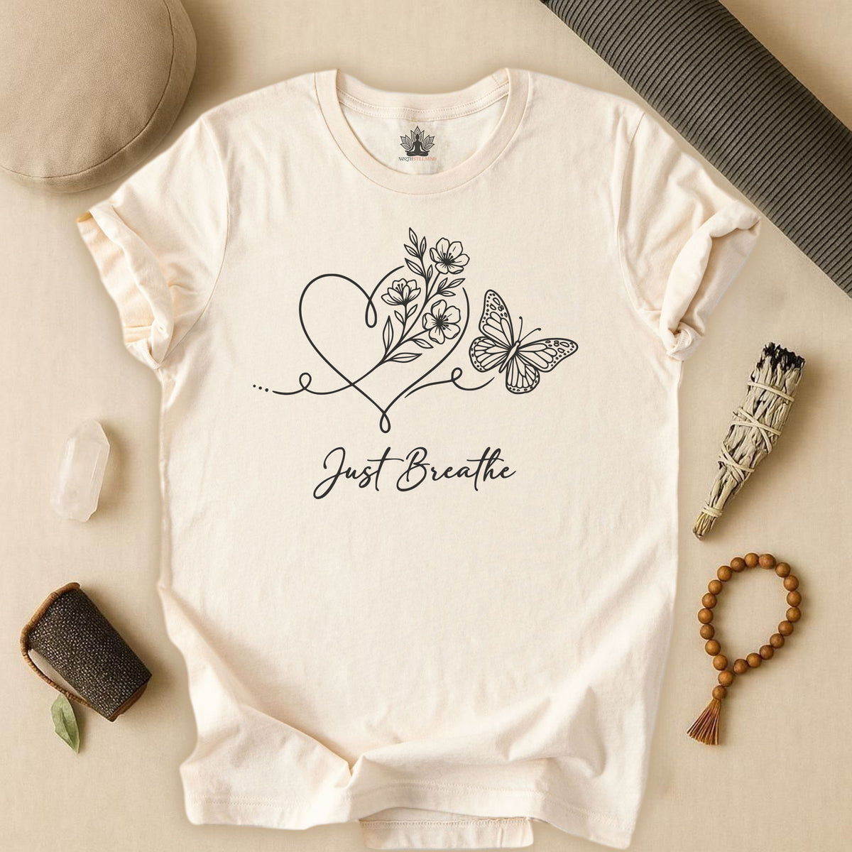Just Breathe Heart & Butterfly Tee
