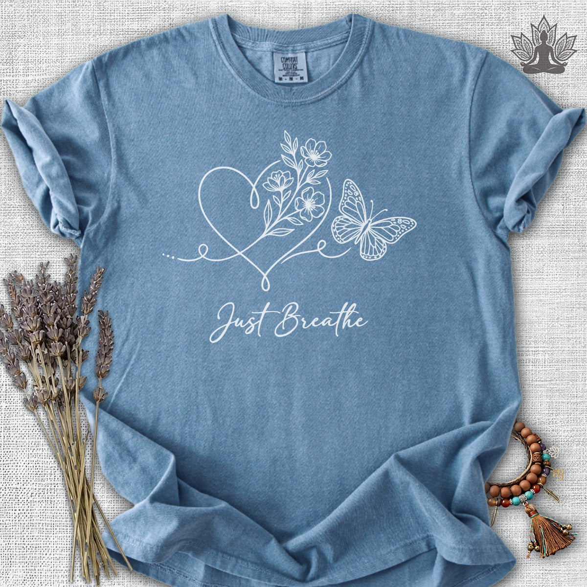 Just Breathe Heart & Butterfly Comfort Colors® Tee