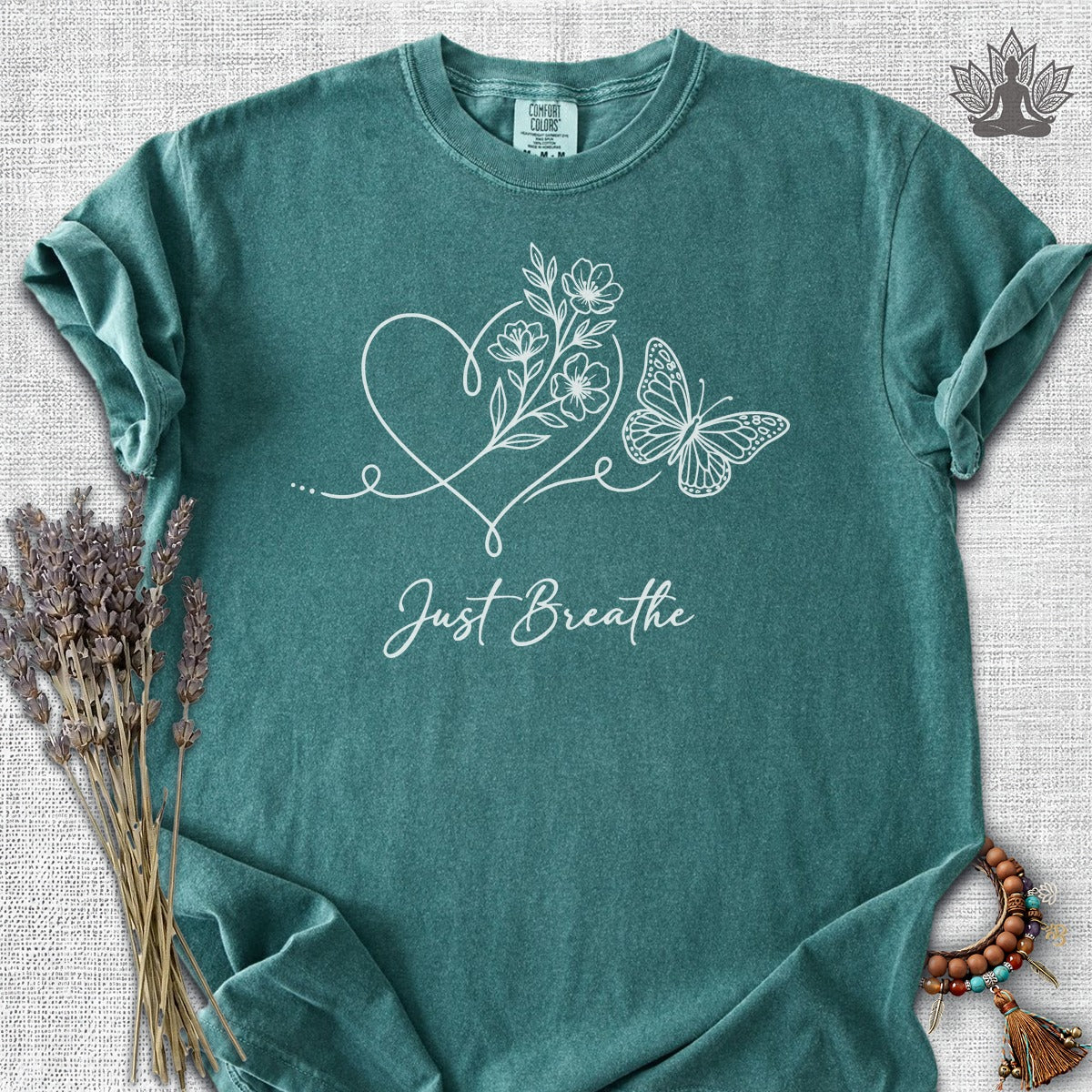 Just Breathe Heart & Butterfly Comfort Colors® Tee