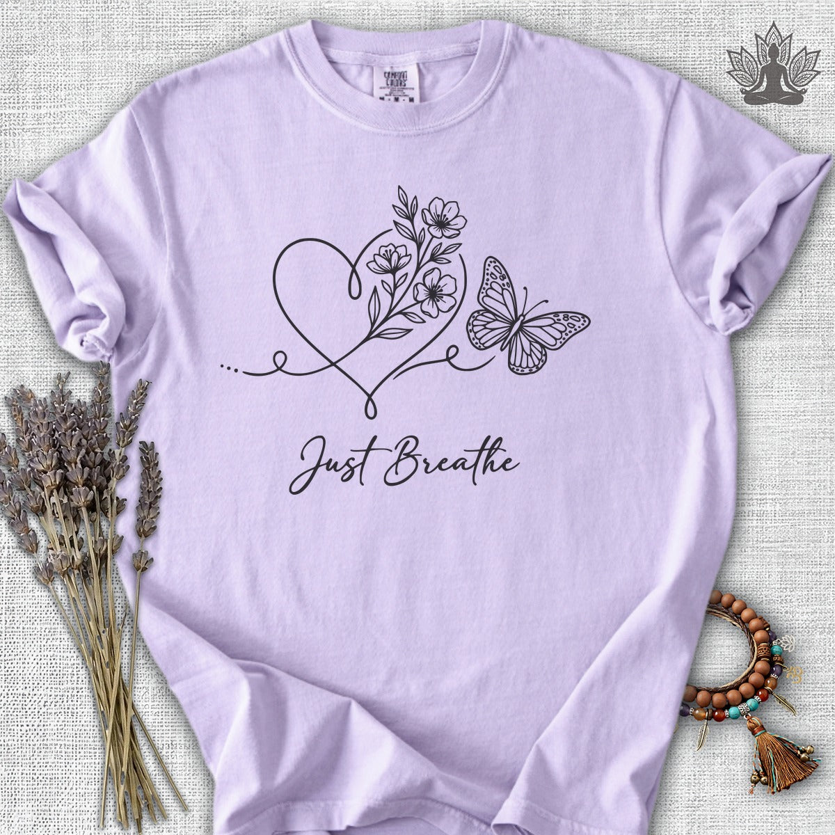 Just Breathe Heart & Butterfly Comfort Colors® Tee