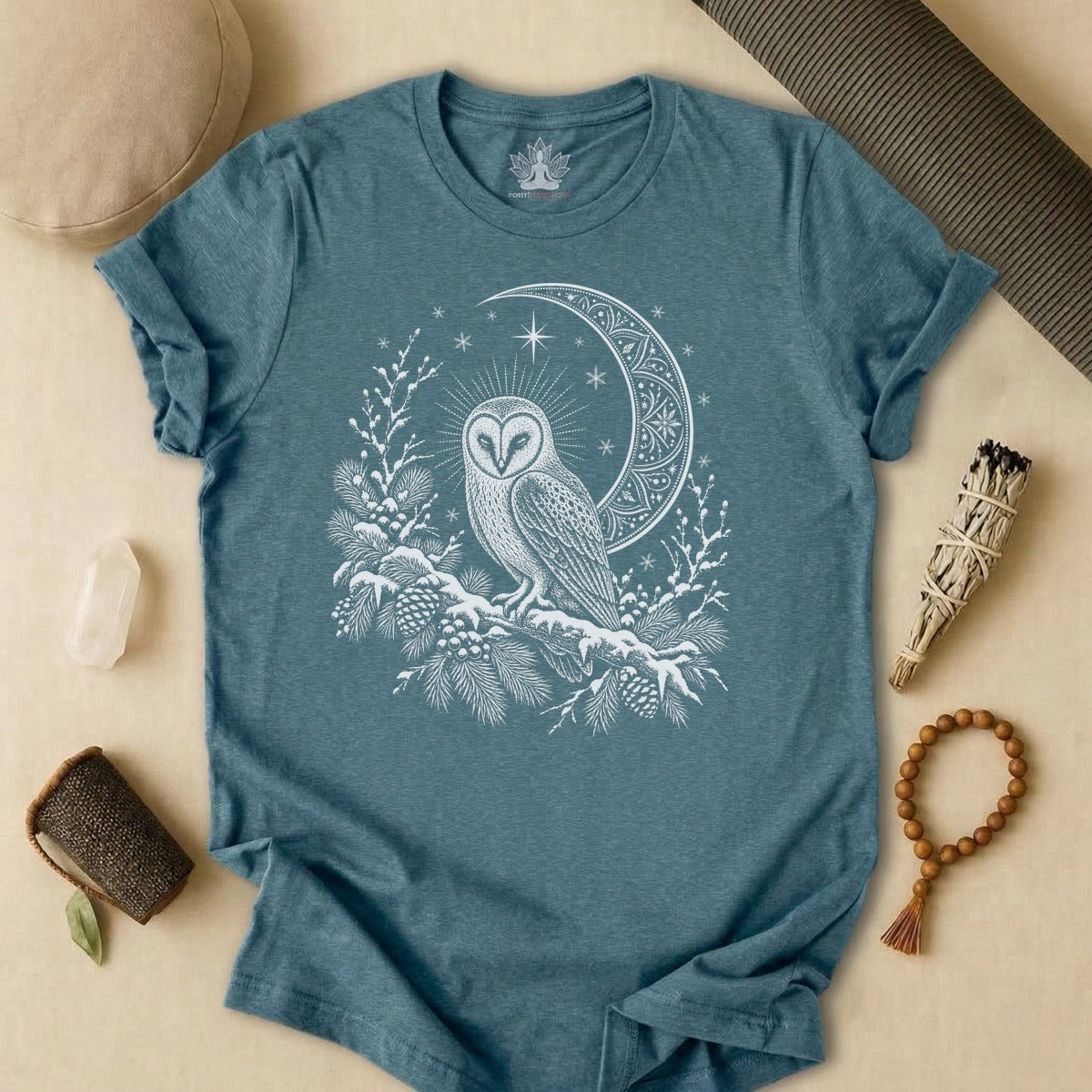 Winter Owl Mandala Moonlight Tee