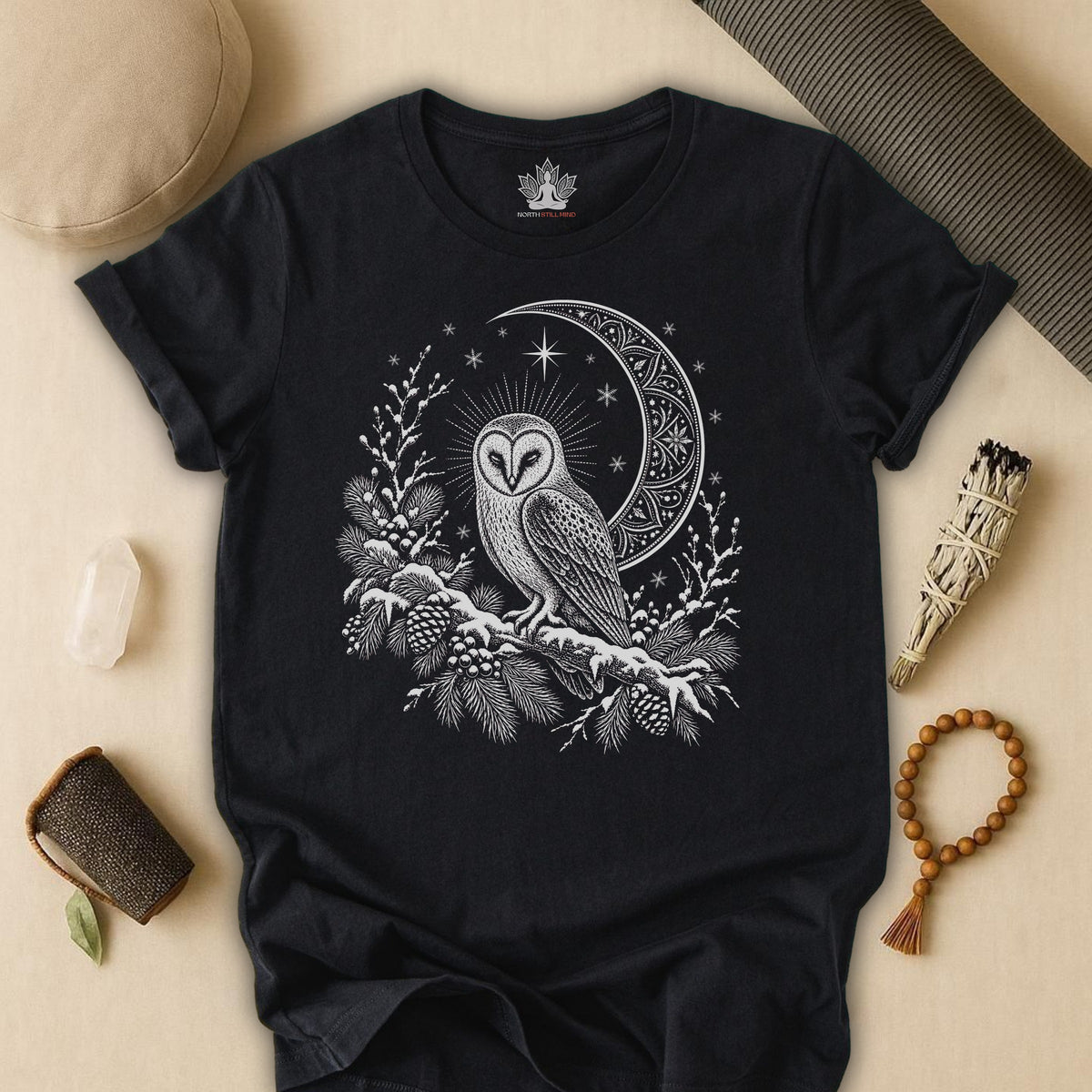 Winter Owl Mandala Moonlight Tee