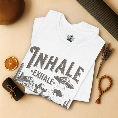 Cowgirl Inhale Exhale – Western UFO Mindfulness Tee