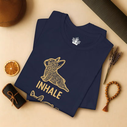 Frenchie Inhale Exhale – Funny Mandala Dog Tee
