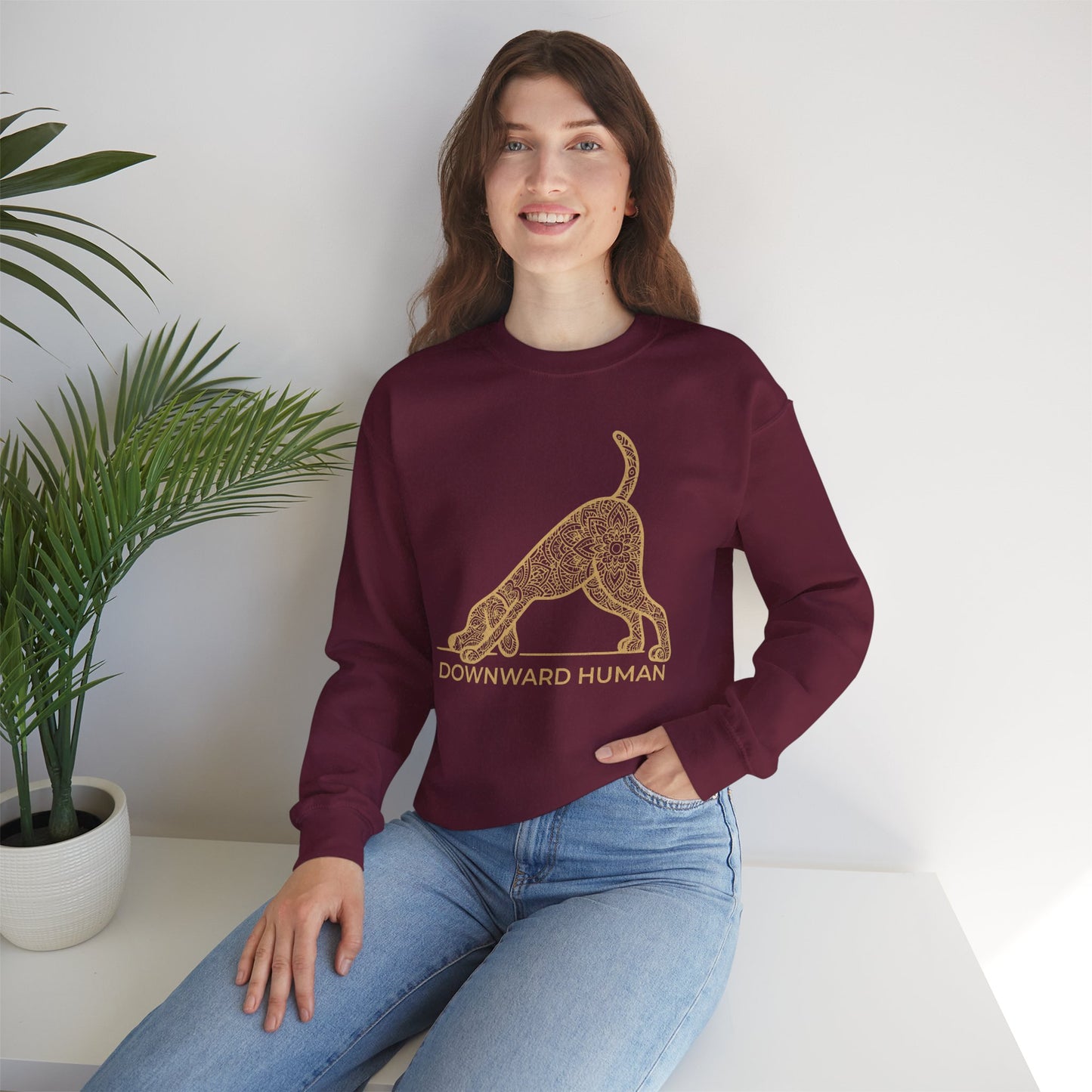 Downward Human Sweatshirt - Mandala Dog