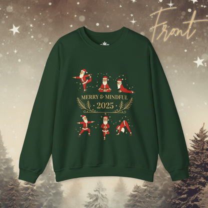 Merry & Mindful - Santa Yoga Poses Funny Holiday Sweatshirt