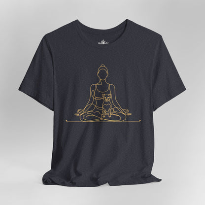 Yoga with My Dog – Minimalist Line Art Tee