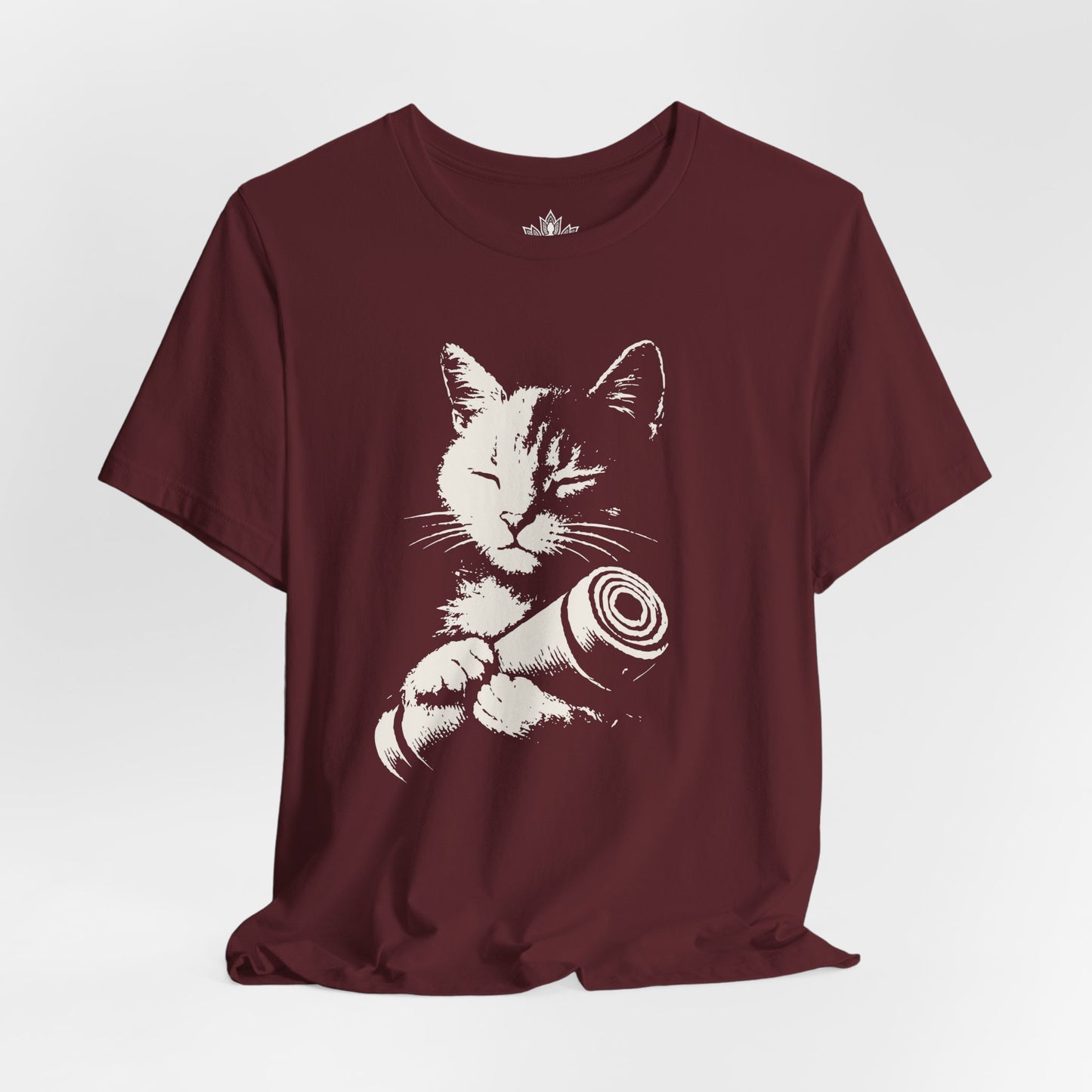 Zen Cat Shadow Art – Monochrome Yoga Graphic Tee