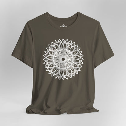 Sunflower Mandala – Geometric Mindful Tee
