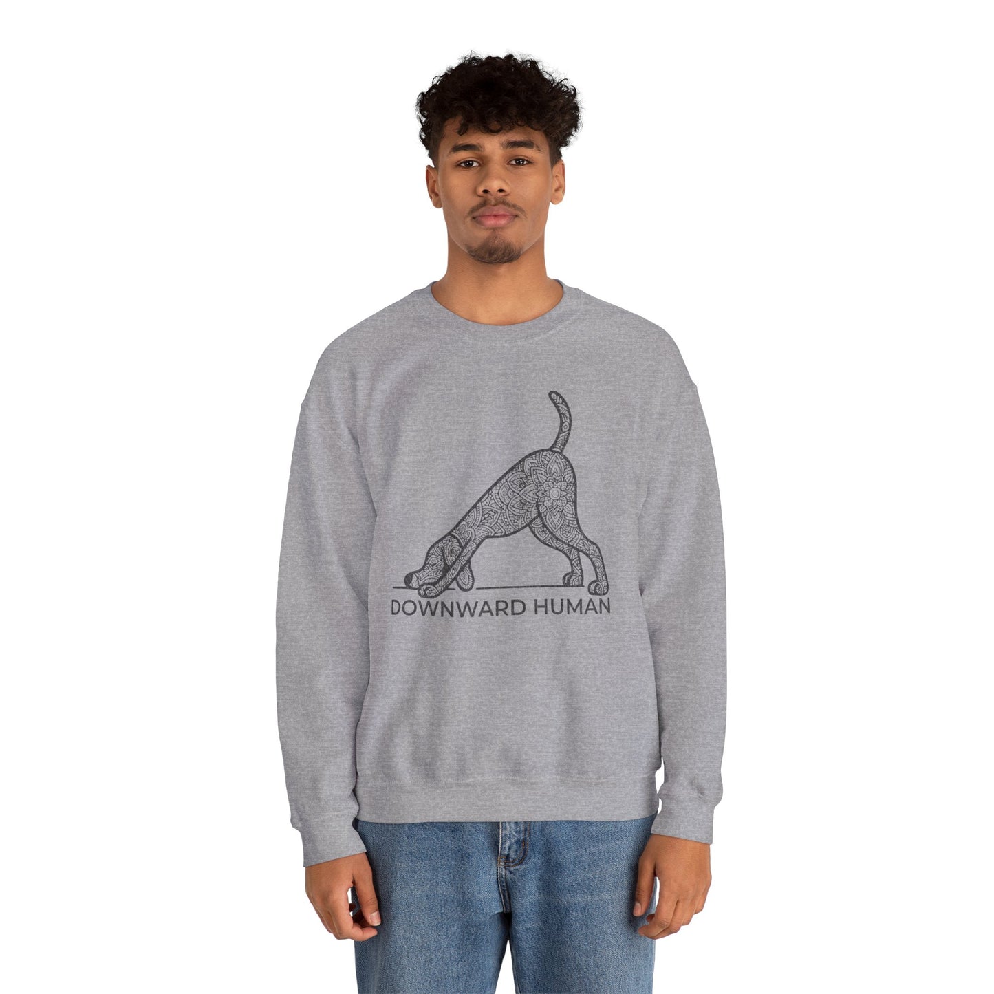 Downward Human Sweatshirt - Mandala Dog