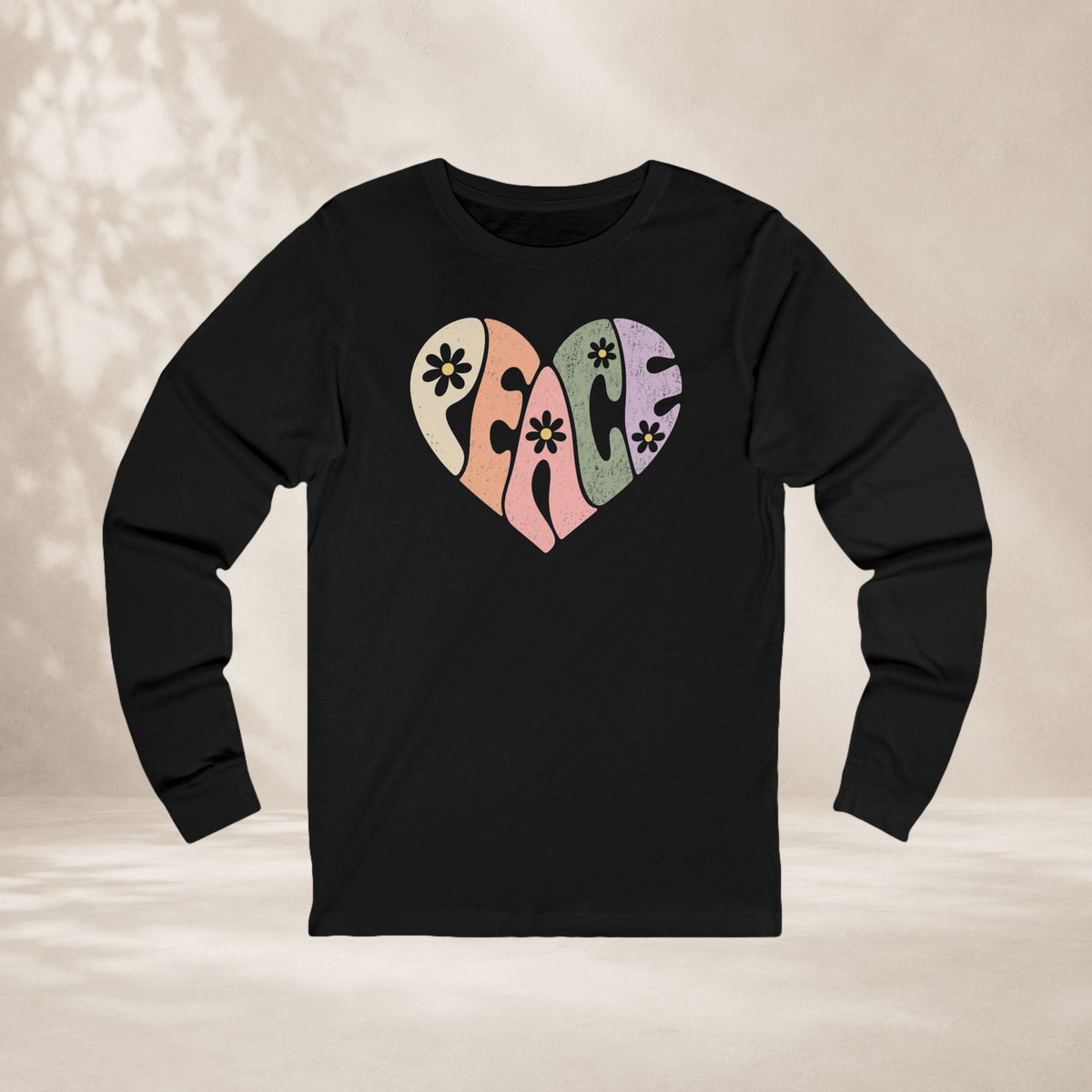 Retro Peace Heart Long Sleeve Tee