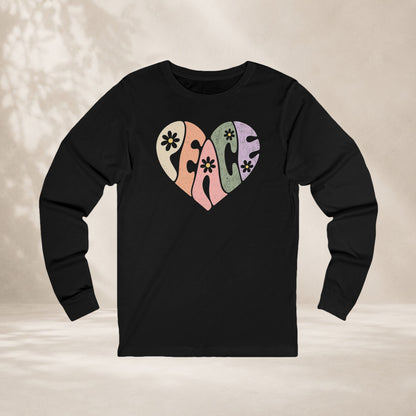 Retro Peace Heart Long Sleeve Tee