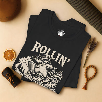 Rolling Into 2026 – Yoga Warrior Raccoon Tee